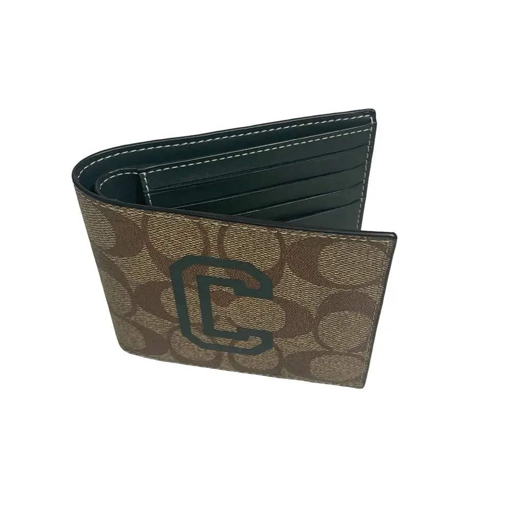 Coach men Wallet In Signature Canvas With Varsity Motif  new